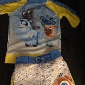 Matching Disney swimsuit and swim top